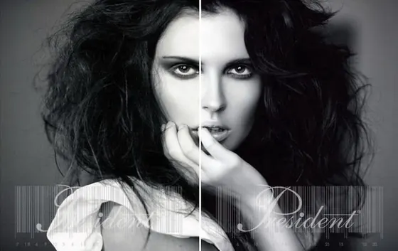 Split black and white portrait