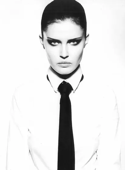 Black and white shirt and tie portrait
